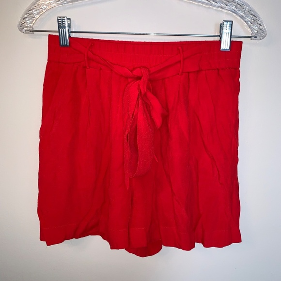 Aritzia Georgette Red Tie Up High Rise Shorts S - Picture 1 of 8